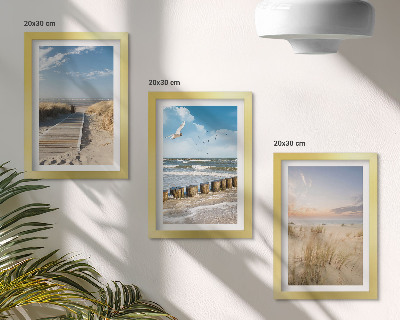 Zidna galerija slika Plaža s pijeskom, valovima, nebom i pticama u letu