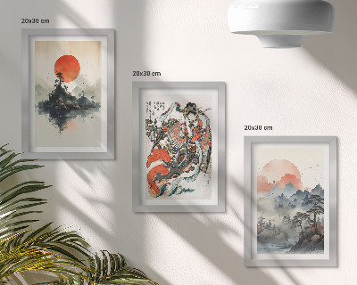 Set 3 slike u okviru Azijski pejzaži i portreti u japanskom stilu