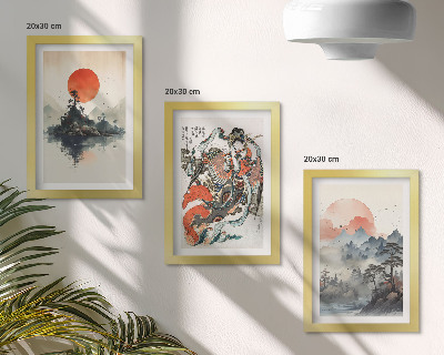 Set 3 slike u okviru Azijski pejzaži i portreti u japanskom stilu