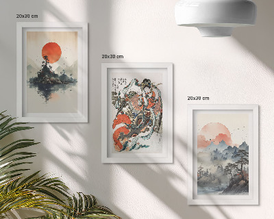 Set 3 slike u okviru Azijski pejzaži i portreti u japanskom stilu
