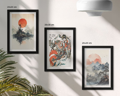 Set 3 slike u okviru Azijski pejzaži i portreti u japanskom stilu