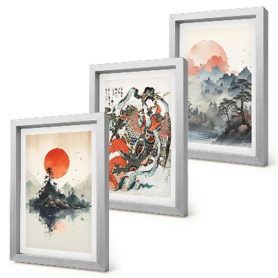 Set 3 slike u okviru Azijski pejzaži i portreti u japanskom stilu