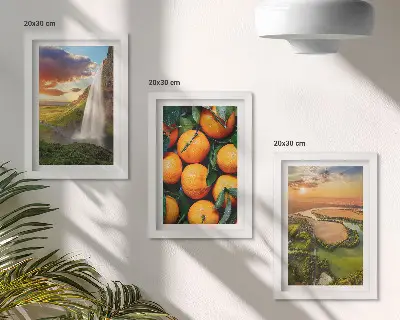 Set od 3 slike u okviru vodopad, planine i talijanski krajolik sa zalaskom sunca