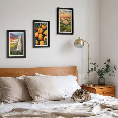 Set od 3 slike u okviru vodopad, planine i talijanski krajolik sa zalaskom sunca