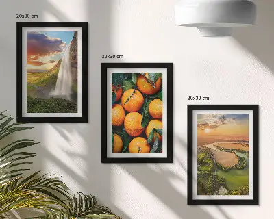 Set od 3 slike u okviru vodopad, planine i talijanski krajolik sa zalaskom sunca