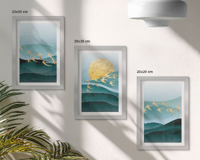 Zidna galerija slika Apstraktni pejzaži sunčevih valova i ptica u letu
