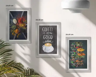 Set 3 slike u okviru motivi začinjene kave i kuhinjskog bilja
