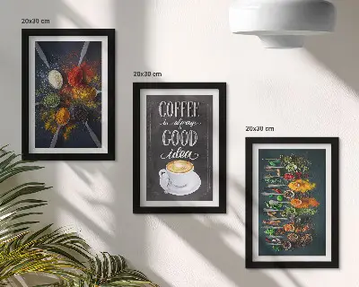 Set 3 slike u okviru motivi začinjene kave i kuhinjskog bilja
