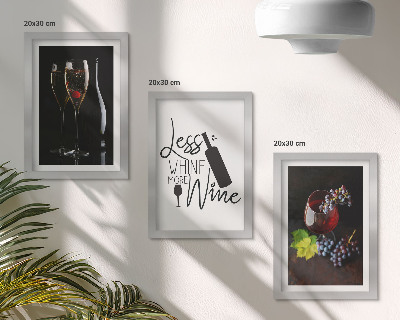 Komplet slika u okviru Čaše vina s grožđem i natpisom o vinu
