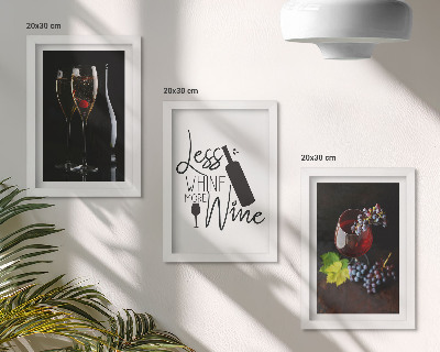 Komplet slika u okviru Čaše vina s grožđem i natpisom o vinu