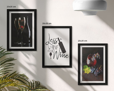 Komplet slika u okviru Čaše vina s grožđem i natpisom o vinu