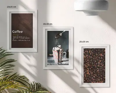 Zidna galerija slika dekoracija s motivom napitka od šlaga sa zrnima kave