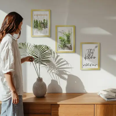 Set 3 slike s kuhinjskim motivom i natpisom sušeno bilje u okviru