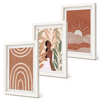 Komplet slika u okviru Boho apstraktni oblici i ilustracije