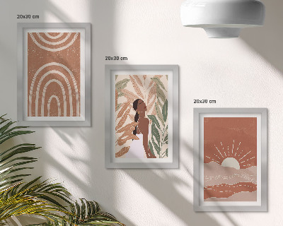 Komplet slika u okviru Boho apstraktni oblici i ilustracije