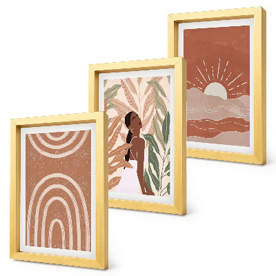 Komplet slika u okviru Boho apstraktni oblici i ilustracije