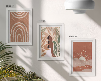 Komplet slika u okviru Boho apstraktni oblici i ilustracije