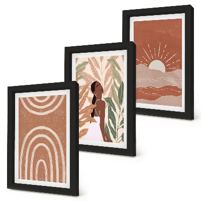 Komplet slika u okviru Boho apstraktni oblici i ilustracije