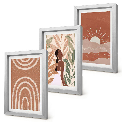 Komplet slika u okviru Boho apstraktni oblici i ilustracije
