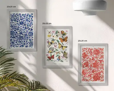 Zidna galerija slika posteri s motivima vintage cvijeća, leptira i ukrasa