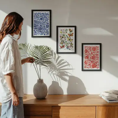 Zidna galerija slika posteri s motivima vintage cvijeća, leptira i ukrasa