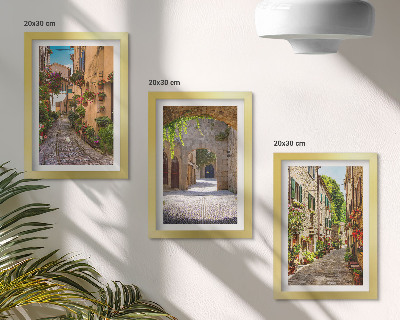 Set 3 slike u okviru Talijanske ulice s cvijećem i pejzažnom arhitekturom
