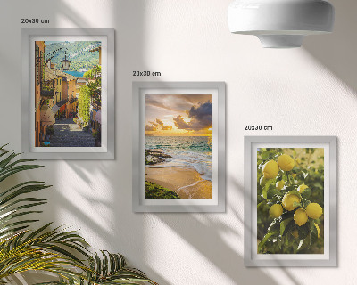 Set 3 slike u okviru Slikovite ulice, more, plaža i stabla citrusa