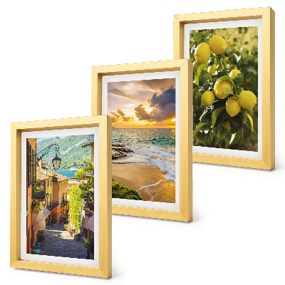 Set 3 slike u okviru Slikovite ulice, more, plaža i stabla citrusa