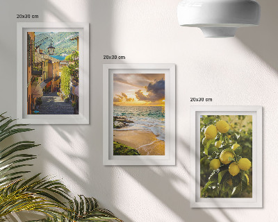 Set 3 slike u okviru Slikovite ulice, more, plaža i stabla citrusa