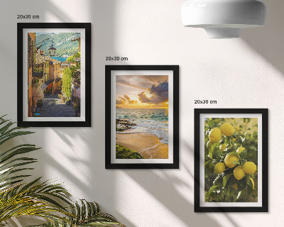 Set 3 slike u okviru Slikovite ulice, more, plaža i stabla citrusa