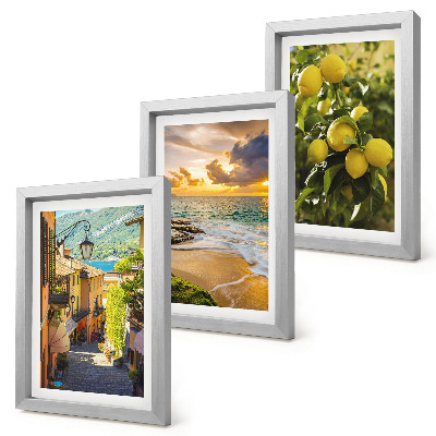 Set 3 slike u okviru Slikovite ulice, more, plaža i stabla citrusa