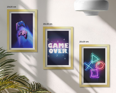 Set 3 slike u okviru Gamepadovi s ikonama Game Over