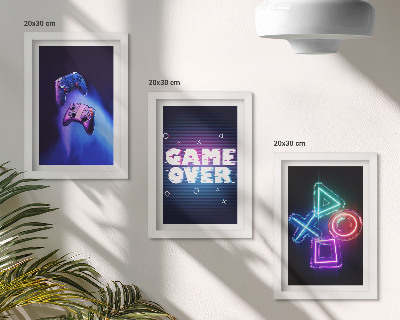 Set 3 slike u okviru Gamepadovi s ikonama Game Over