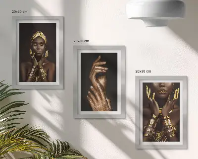Elegantni portreti afričke žene set od 3 slike u okviru