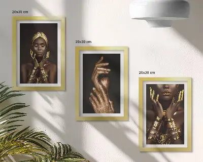 Elegantni portreti afričke žene set od 3 slike u okviru