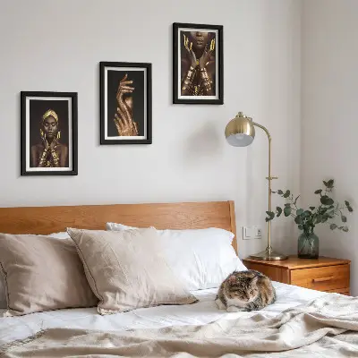 Elegantni portreti afričke žene set od 3 slike u okviru