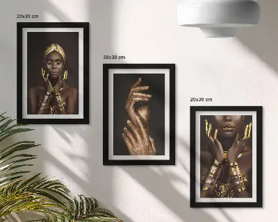 Elegantni portreti afričke žene set od 3 slike u okviru