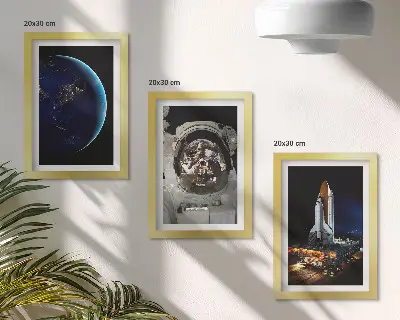 Komplet slika u okviru pogled na svemir sa Zemljom, astronautom i raketom
