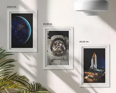 Komplet slika u okviru pogled na svemir sa Zemljom, astronautom i raketom