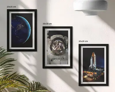 Komplet slika u okviru pogled na svemir sa Zemljom, astronautom i raketom
