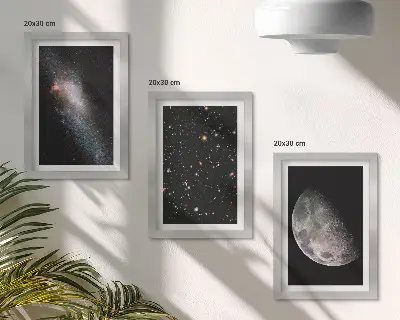 Zidna galerija slika sa motivom svemirske galaksije sa zvijezdama i punim mjesecom