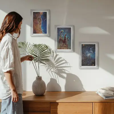 Set 3 slike u okviru s motivom svemirskih krajolika s galaksijama i maglicama