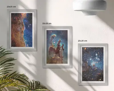 Set 3 slike u okviru s motivom svemirskih krajolika s galaksijama i maglicama