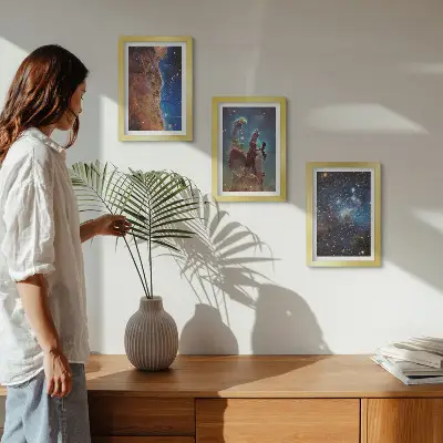 Set 3 slike u okviru s motivom svemirskih krajolika s galaksijama i maglicama