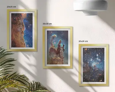 Set 3 slike u okviru s motivom svemirskih krajolika s galaksijama i maglicama