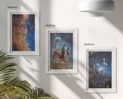 Set 3 slike u okviru s motivom svemirskih krajolika s galaksijama i maglicama