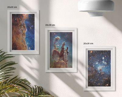 Set 3 slike u okviru Svemirski krajolici s galaksijama i maglicama