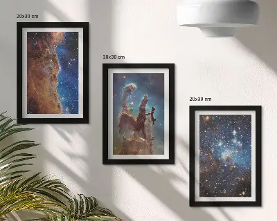 Set 3 slike u okviru s motivom svemirskih krajolika s galaksijama i maglicama