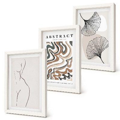 Komplet slika u okviru Apstraktni poster ženstvenih oblika lišća u boho stilu