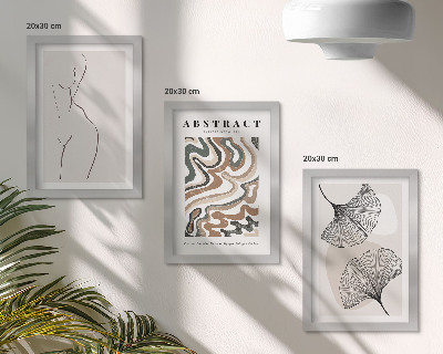 Komplet slika u okviru Apstraktni poster ženstvenih oblika lišća u boho stilu
